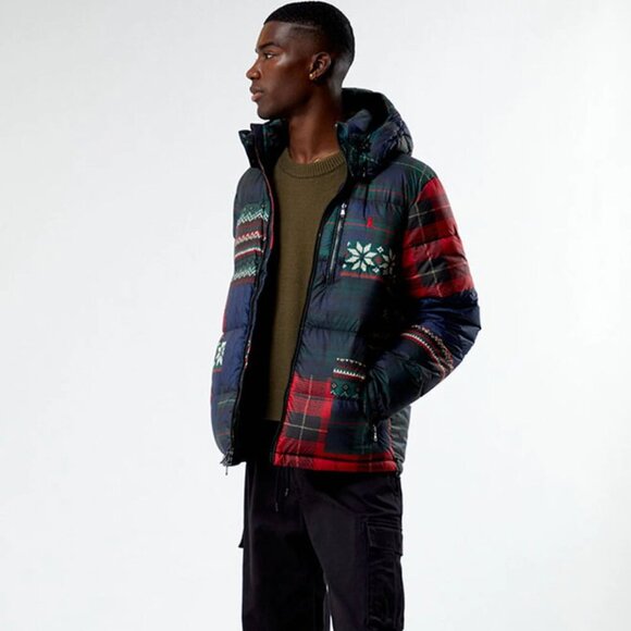 Polo Ralph Lauren The Gorham Ripstop Bomber Puffer Jacket Coat Patchwork L Large - Picture 1 of 12